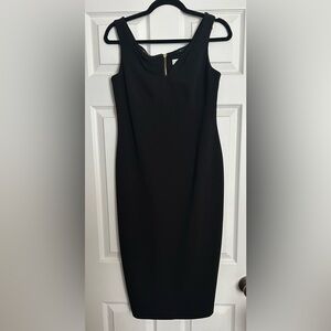 Calvin Klein Black Fitted Sheath Dress Gold Zipper Size 10 Cocktail Party Dress